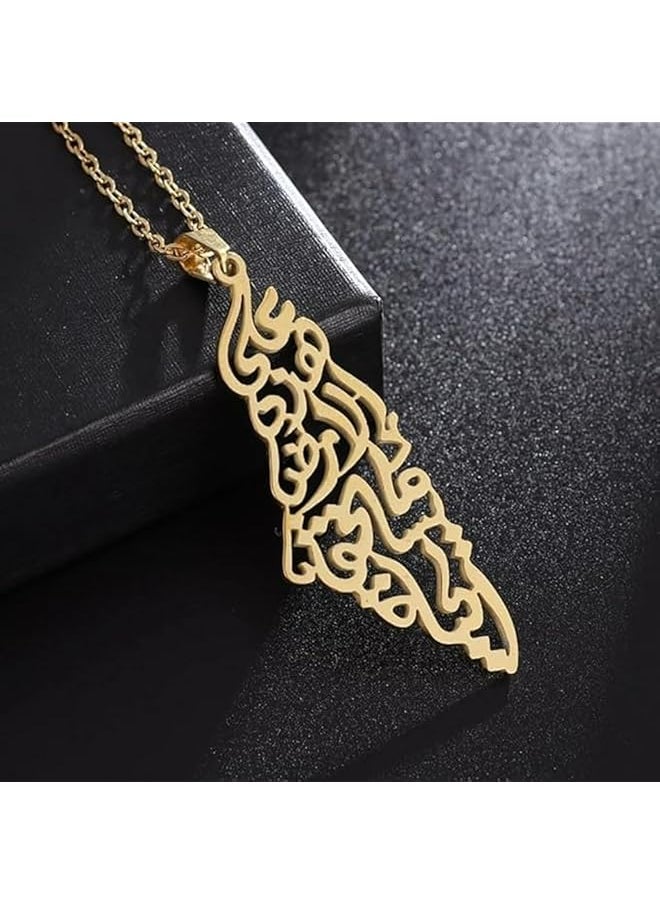 Oasisgalore Gold Palestinian Necklace For Women Men Stainless Steel Chain Pendant Gifts Accessories  - Image 3