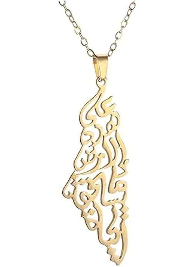 Oasisgalore Gold Palestinian Necklace For Women Men Stainless Steel Chain Pendant Gifts Accessories  - Image 1