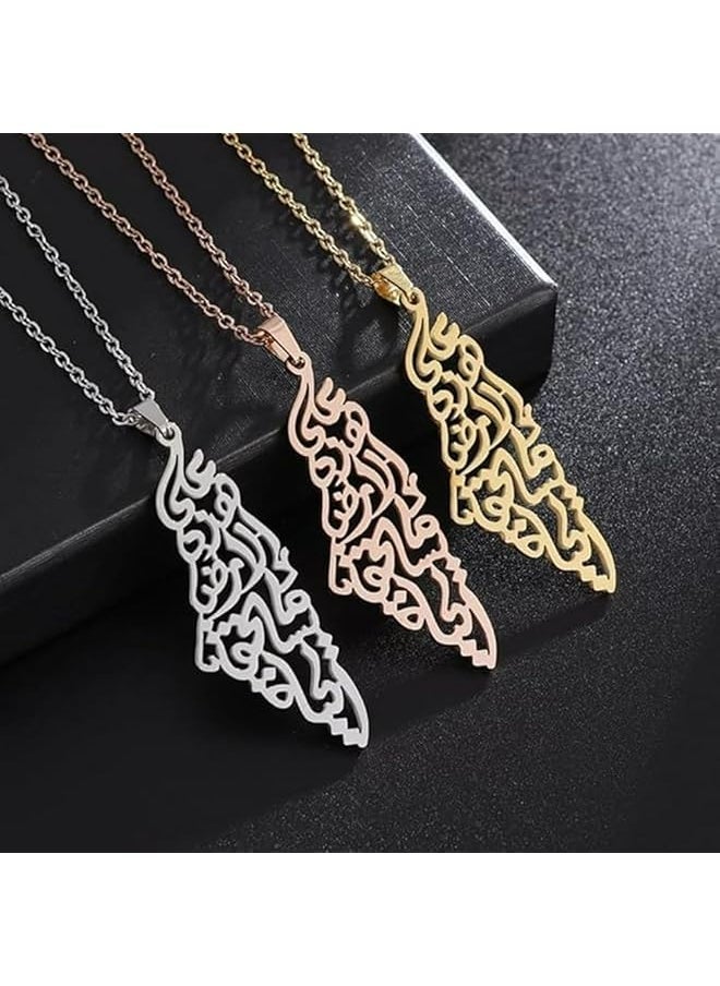 Oasisgalore Gold Palestinian Necklace For Women Men Stainless Steel Chain Pendant Gifts Accessories  - Image 2