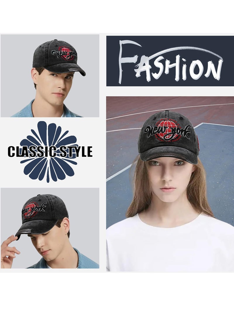 Excefore Vintage Baseball Cap - Unisex Casual Cotton Trucker Hat with Embroidery Letter, Washed Distressed Design - Adjustable Breathable Summer Sun Hat for Outdoor Sports  - Image 5