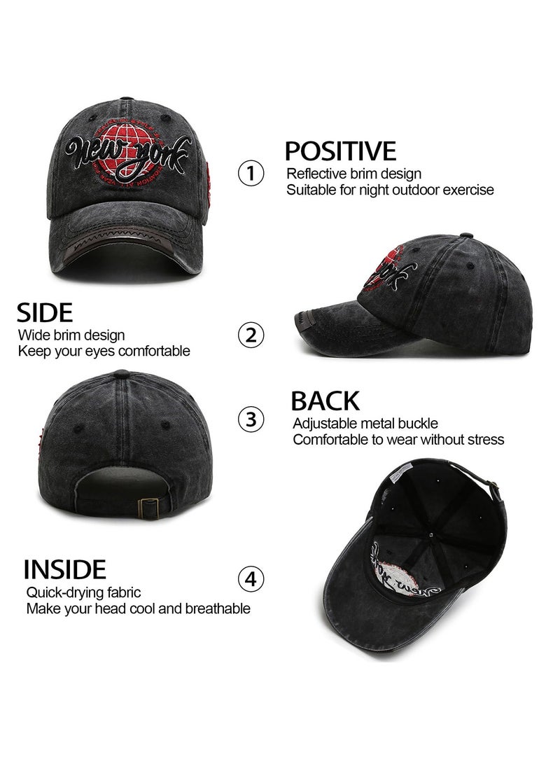 Excefore Vintage Baseball Cap - Unisex Casual Cotton Trucker Hat with Embroidery Letter, Washed Distressed Design - Adjustable Breathable Summer Sun Hat for Outdoor Sports  - Image 4