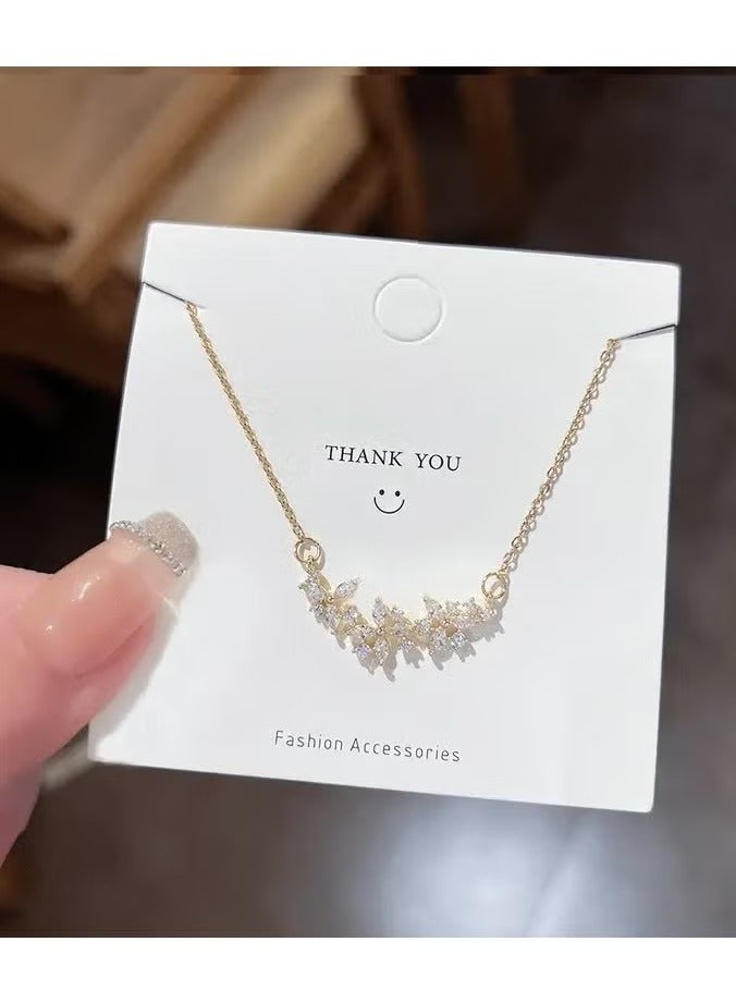 Zirconia Flower Petal Pendant Necklace - Stainless Steel Chain Pendant Necklaces for Women with Sparkling Zirconia Accents, Luxury Jewelry Gift for Her - Image 2