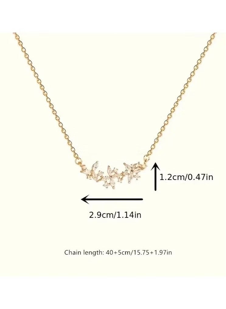 Zirconia Flower Petal Pendant Necklace - Stainless Steel Chain Pendant Necklaces for Women with Sparkling Zirconia Accents, Luxury Jewelry Gift for Her - Image 3