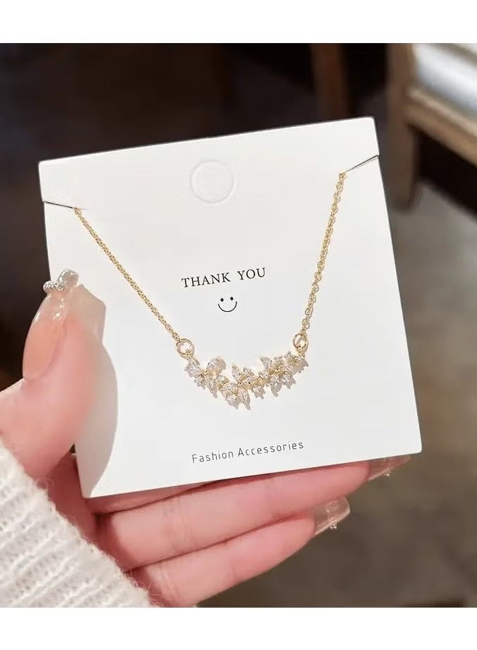 Zirconia Flower Petal Pendant Necklace - Stainless Steel Chain Pendant Necklaces for Women with Sparkling Zirconia Accents, Luxury Jewelry Gift for Her - Image 5