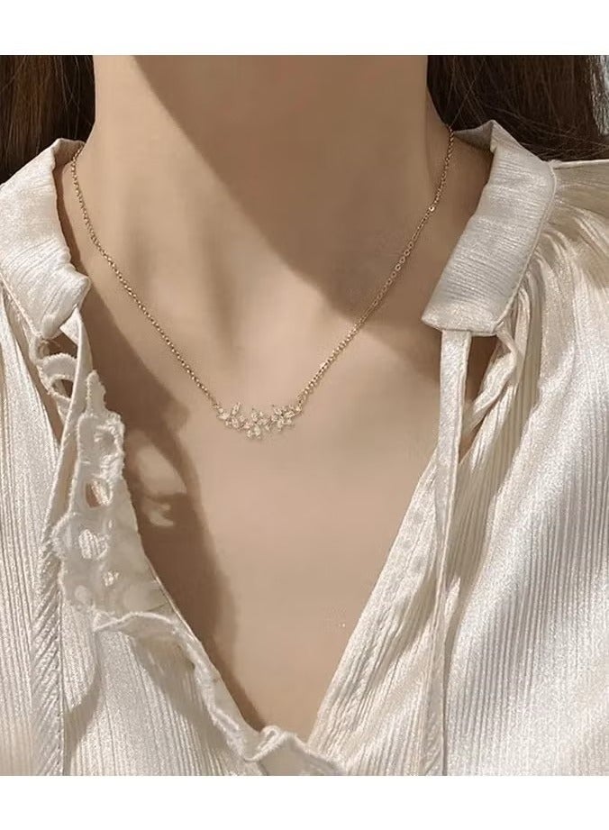 Zirconia Flower Petal Pendant Necklace - Stainless Steel Chain Pendant Necklaces for Women with Sparkling Zirconia Accents, Luxury Jewelry Gift for Her - Image 4