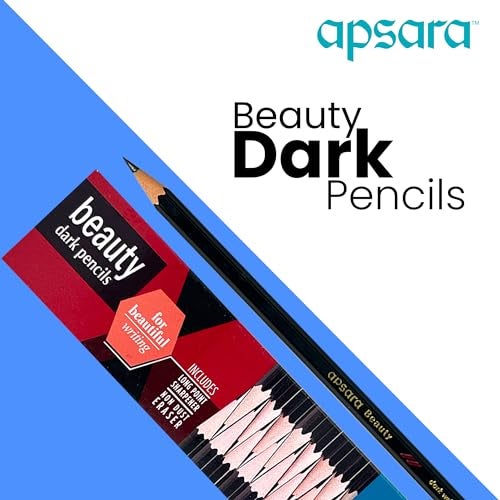 Apsara Beauty Pencils, Hexagonal Body for Strong Grip, Classic Black Design for Premium Look, Good Handwriting, Free Sharpener & Eraser, Non-toxic (Pack of 10 Pencils) - Image 4