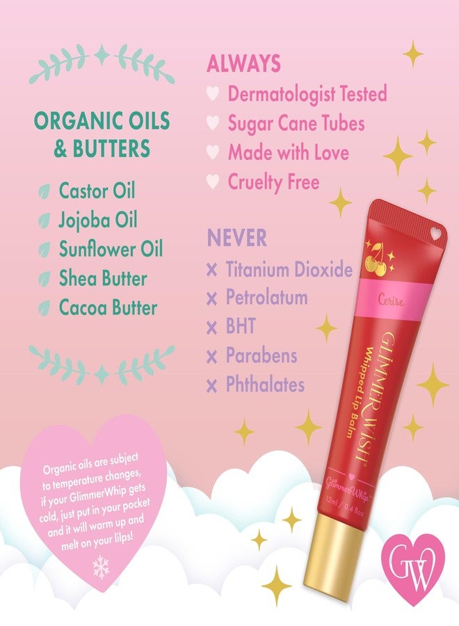 Glimmer Wish Glimmer Whip Hydrating Lip Balm, Whipped Lip Butter Treatment with Organic Nourishing Oils and Butters, Vegan and Cruelty Free Lip Moisturizer for Soft Lips (Cerise - Image 5