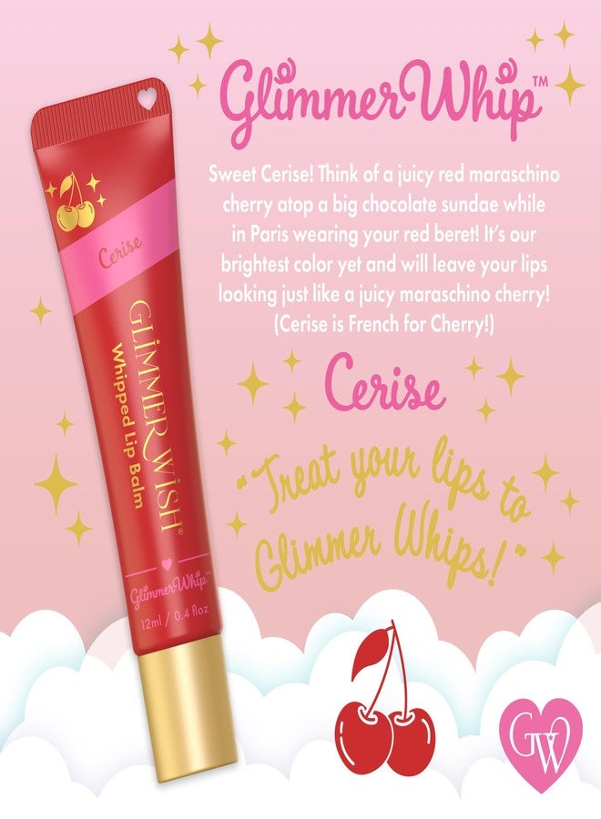 Glimmer Wish Glimmer Whip Hydrating Lip Balm, Whipped Lip Butter Treatment with Organic Nourishing Oils and Butters, Vegan and Cruelty Free Lip Moisturizer for Soft Lips (Cerise - Image 3