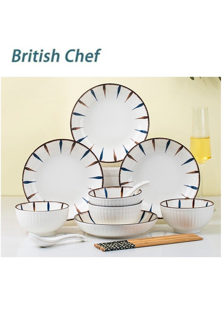 بريتيش شيف طقم أدوات مائدة من البورسلين عالي الجودة، مكون من 12 قطعة، صندوق هدايا، طقم أدوات مائدة من السيراميك، آمن للاستخدام في الميكروويف وغسالة الأطباق، يتضمن 4 أطباق و4 أوعية و4 ملاعق، مناسب لـ 4 أشخاص، مناسب للهدايا في العطلات أو الحفلات، متعدد الألوان 47.5 × 12.5 × 28.5 سم - Image 1