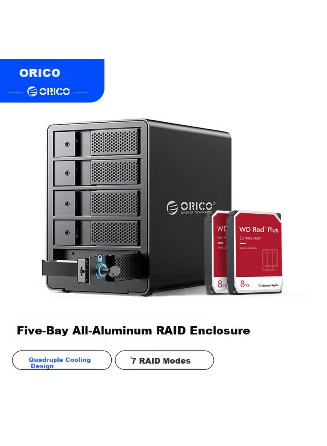 Orico Disk Array Hard Drive Enclosure Multi-bay 3.5 Inch Usb 3.0 Sata Mechanical Hard Drive Cage External Raid Storage Five-bay With Raid + 8tb Red Drives X2 - Image 1