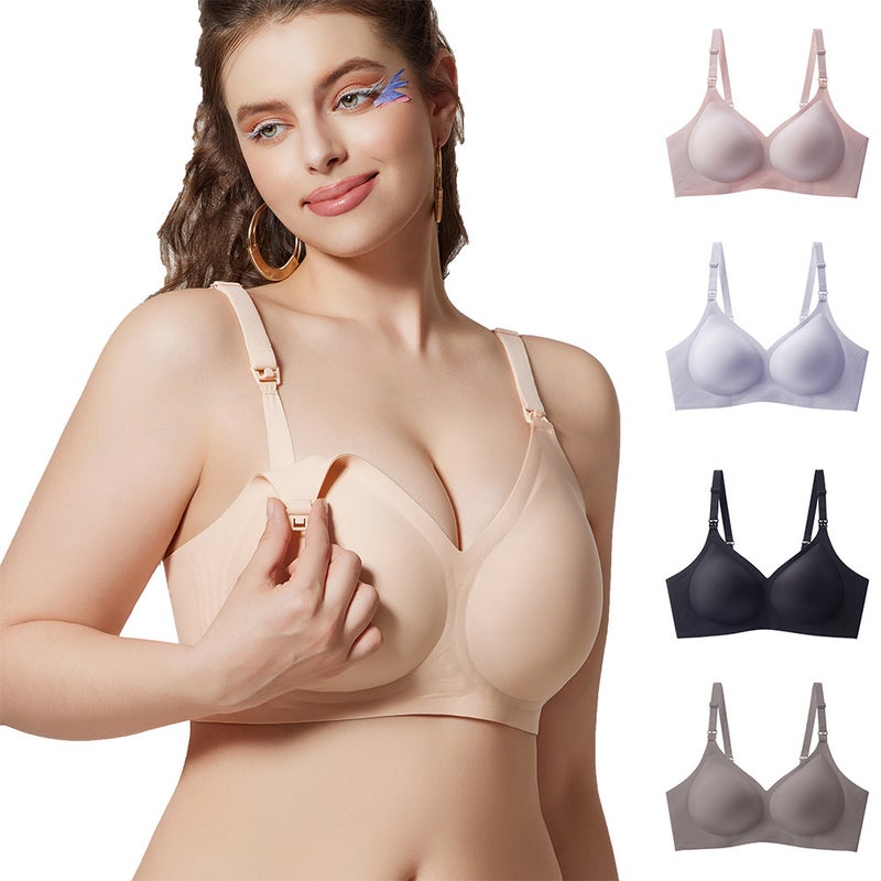 Wire-Free Front-Clasp Nursing Bra with Push-Up Cups and Thin Padding, Multi-Color, Sizes S-XXL - Image 4