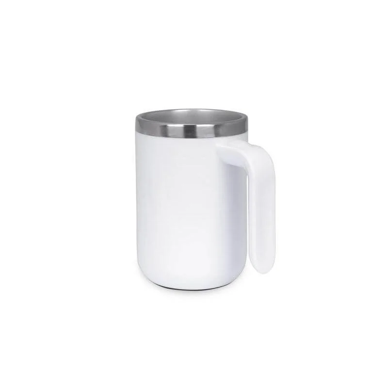 Hans Larsen white Hans Larsen CAFFE Auto-Stirring Coffee Mug – 400 ml Stainless Steel Inner Wall, Durable Outer Shell, One-Button Self-Stirring Travel Mug with Included AAA Batteries (White)  | Best Price UAE