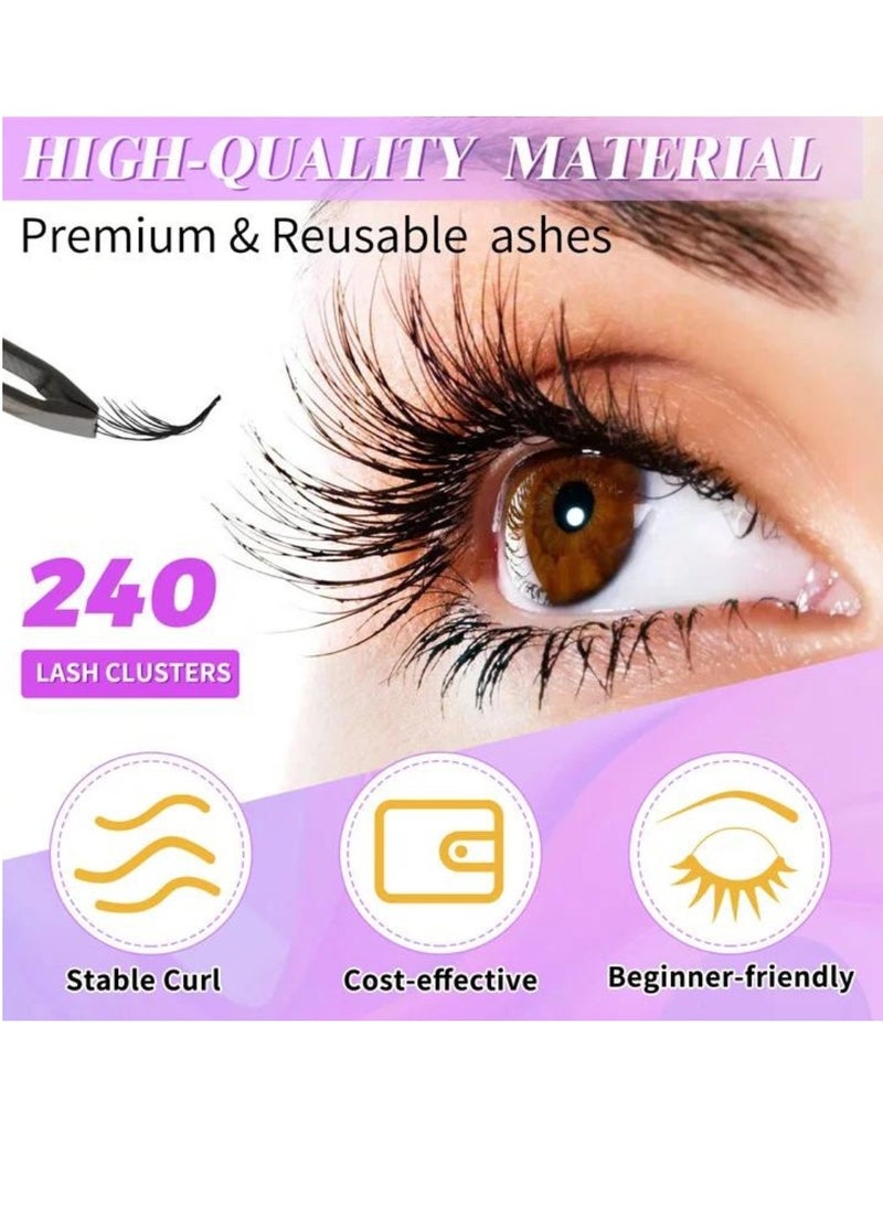 ALIVER - 240 Pcs Lash Clusters Eyelash Extensions Wispy False Eyelashes Lash Clusters DIY Eyelash Extensions Individual False Eyelashes for Women - Image 1