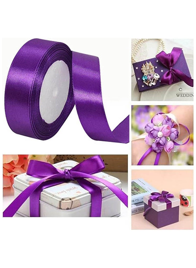 DELGREEN 6 Roll Pack- 25 Yd Total Satin Ribbon Set - 2.5cm Wide Polyester Ribbon for Gift Wrapping, Hair Bows, Floral Arrangements & Crafts, No Feathers, Assorted Colors - Image 3