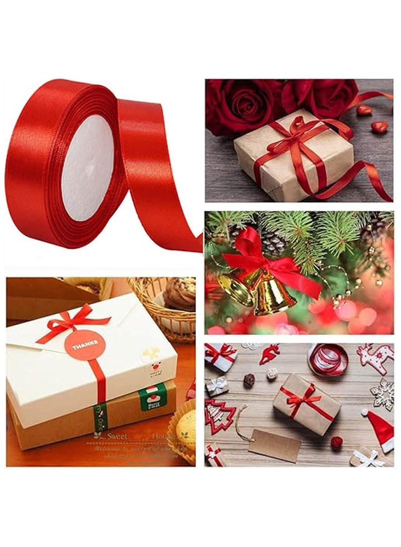 DELGREEN 6 Roll Pack- 25 Yd Total Satin Ribbon Set - 2.5cm Wide Polyester Ribbon for Gift Wrapping, Hair Bows, Floral Arrangements & Crafts, No Feathers, Assorted Colors - Image 5