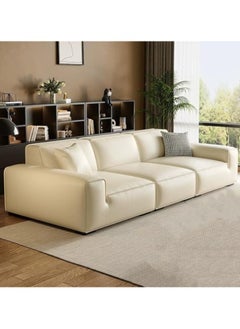 Extra Long Genuine Leather Modern Sofa Seats 5 100cm Wide Deep Pine Frame, 320.04 x 100.076 x 74.93 cm White