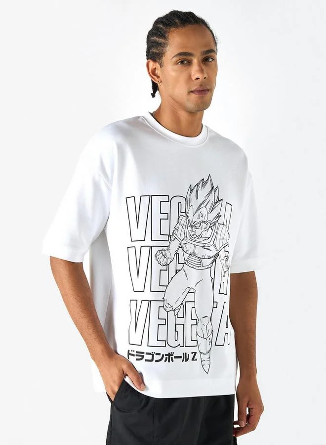 اس بي كاركترز تيشيرت بأكمام قصيرة وياقة ضيقة وطبعات دراجون