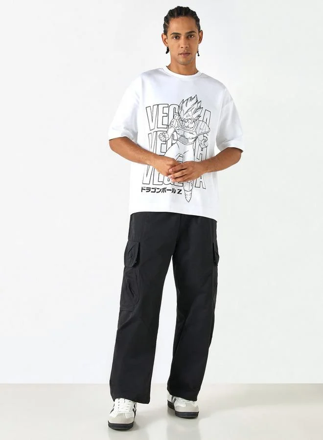 اس بي كاركترز تيشيرت بأكمام قصيرة وياقة ضيقة وطبعات دراجون