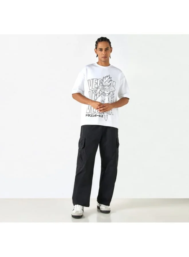 SP Characters Dragon Ball Z Print T-shirt with Crew Neck and Short Sleeves