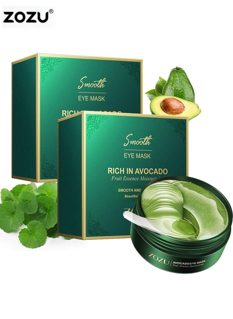 Zozu Pack Of 2 Smooth Eye Mask | Rich In Avocado | Fruit Essence Moisturizing Eye Patches For Dark Circles | Collagen Eye Bag Patches Removal Stickers | Hydrating Skincare | 30 Pairs X 2  - Image 1