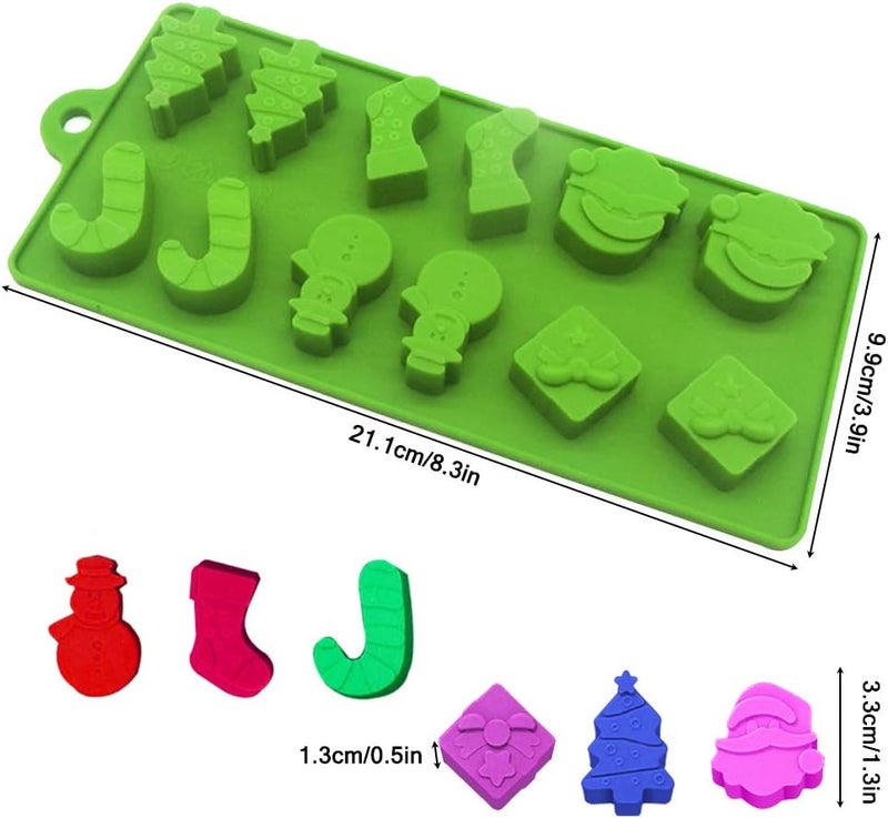 YuCool 3 Pack Christmas Silicone Chocolate and Candy Molds, Small Christmas Silicone Baking Molds - Red,Green,Pink - Image 5
