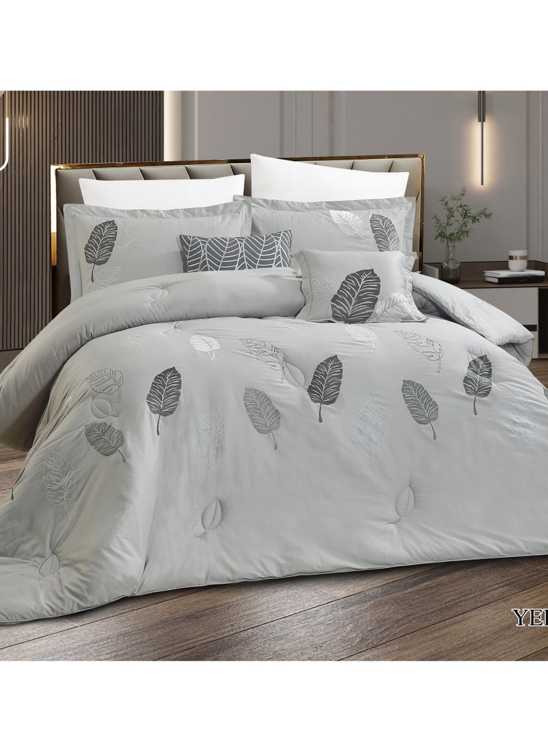 Hours - hours comforter set with soft silky fabric 100% cotton and a modern and distinctive pattern that satisfies all tastes 8 pieces king size - Image 1