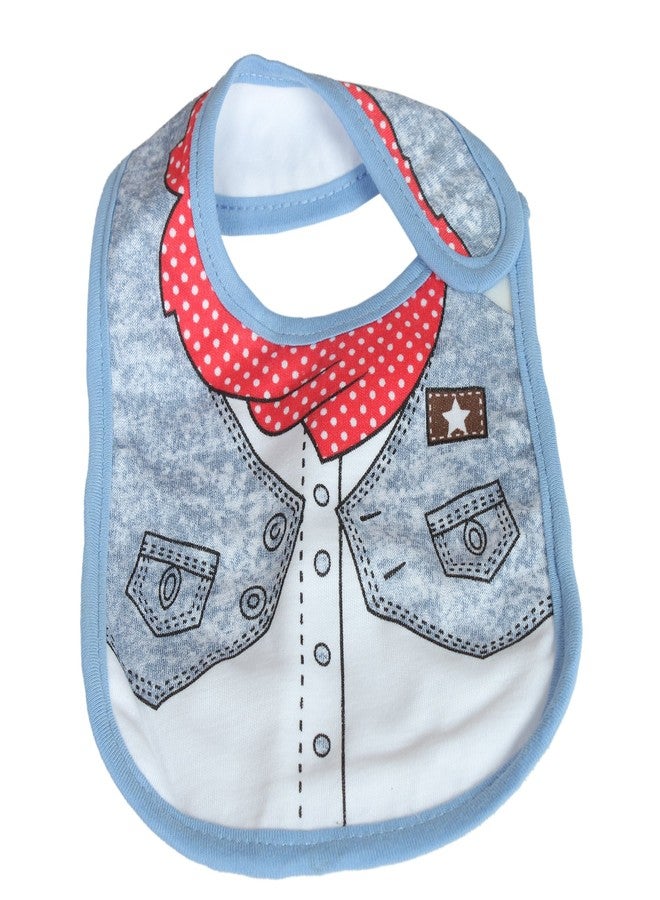 BABIES BLOOM Newborn Baby Cotton Waterproof Baby Feeding/Saliva Bib (Blue Shirt) - Image 1