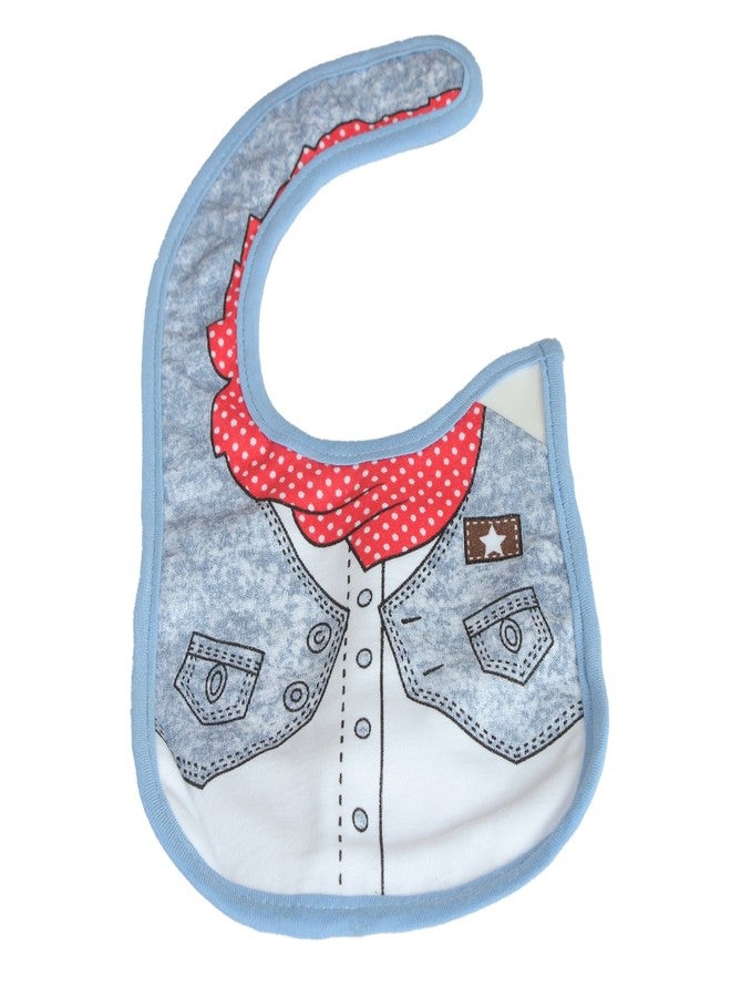 BABIES BLOOM Newborn Baby Cotton Waterproof Baby Feeding/Saliva Bib (Blue Shirt) - Image 2
