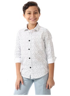 Andora Tree Printed Shirt For Boys _ White & Navy Blue  - Image 4