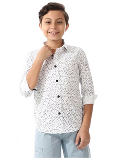 Andora Tree Printed Shirt For Boys _ White & Navy Blue  - Image 2