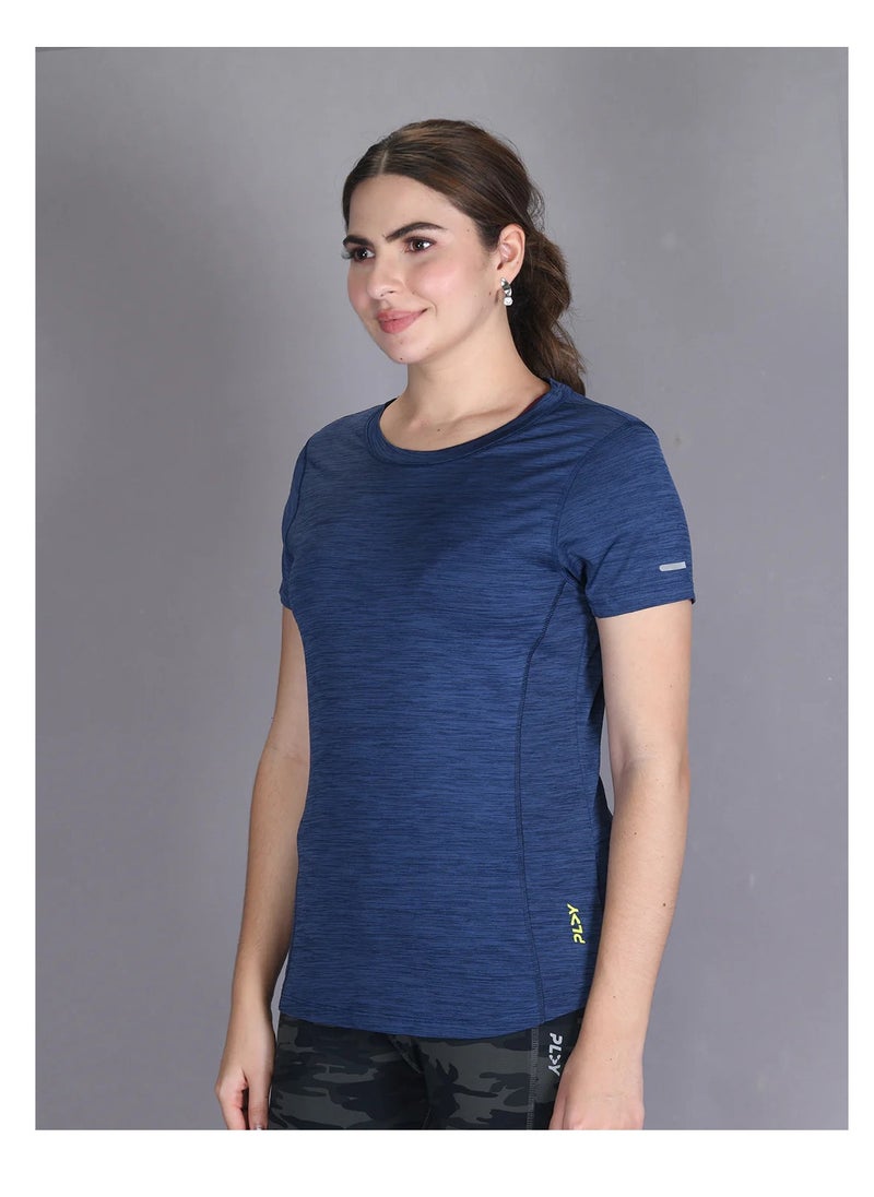 Lyra Blue Dri-Fit Gym Wear T-shirt for Women  | Color Shade May Vary  - Image 2