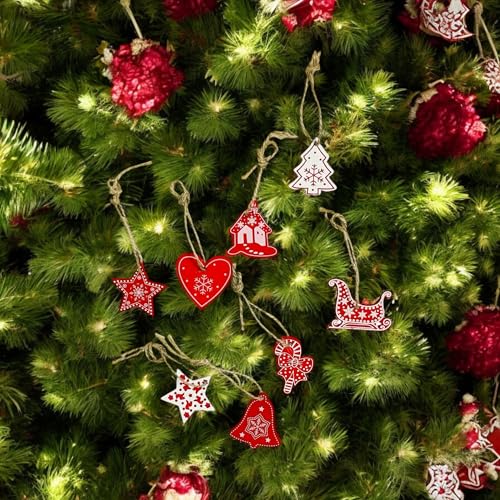 KRIWIN (7X 5 inch) Burlap Drawstring Pouches with Red and White Christmas Ornaments, Jute (12) - Image 5