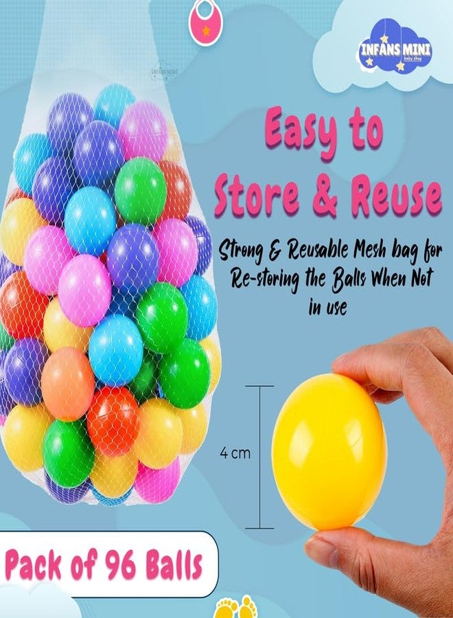 Infans Mini 4cm Kids Soft Plastic Balls for Pool Pit & Ocean Without Sharp Edges and Non-Toxic Plastics for Toddler Baby Play Tents & Tunnels Indoor (Multicolour, Pack of 96) - Image 4