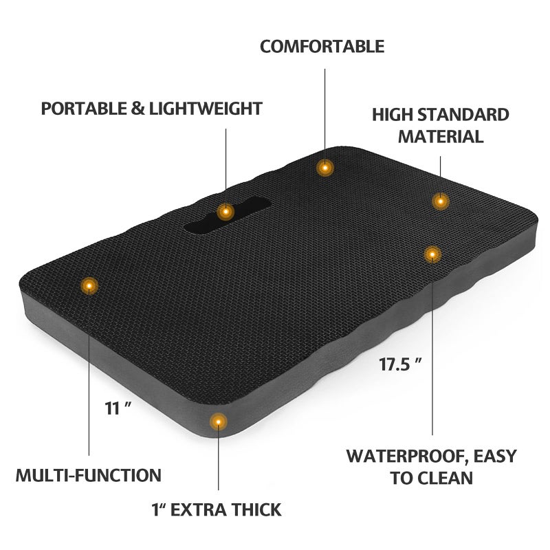 HOOPLE Extra Thick Kneeling Pad, Soft Foam Kneeling Cushion, Waterproof Gardening Knee Pads, Lightweight Knee Mat for Bathing, Workout Supplies, Exercise Yoga, Garden Work Gifts 17.5 x 11 x 1 in, Black - Image 2