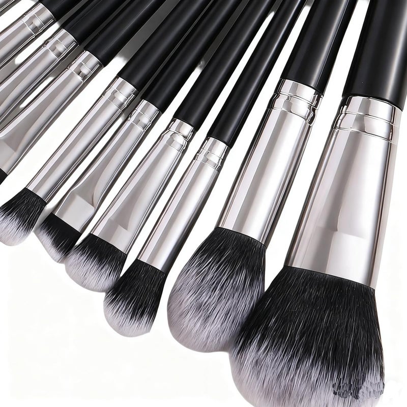 KOLIGHT ® Pack of 20pcs Cosmetic Eye Shadow Sponge Eyeliner Eyebrow Lip Nose Foundation Powder Makeup Brushes Sets (black+silver) - Image 3