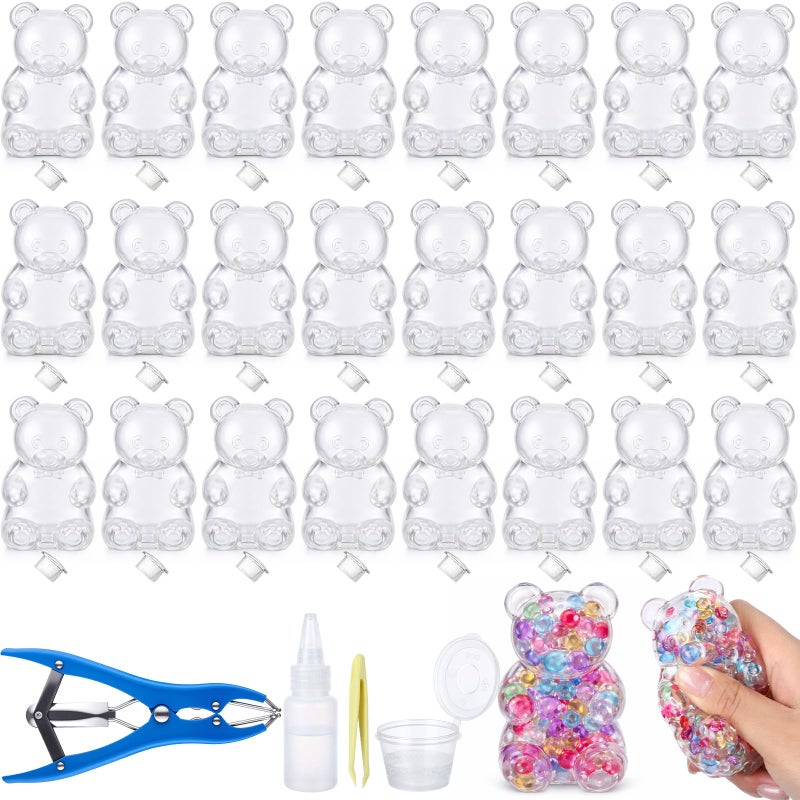 Simgoing 24 Pcs DIY Stress Ball Making Kit, Blank Stress Pressure Ball Skin Kit with Vacuum Evacuating Device & Expander Tool Make Your Own Fidget Pressure Balls for Adults (Bear) - Image 1