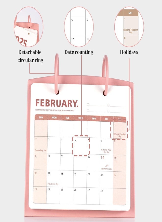 FLYING EAGLE Aesthetic Desk Calendar 2026 Jan 2026-Dec 2026-12 Month Standing Flip Calendar for women, Desk Calendar 2025-2026 with Month Plan for Women’s desk, Bedside table, Purity & hipster Style, Pink - Image 5