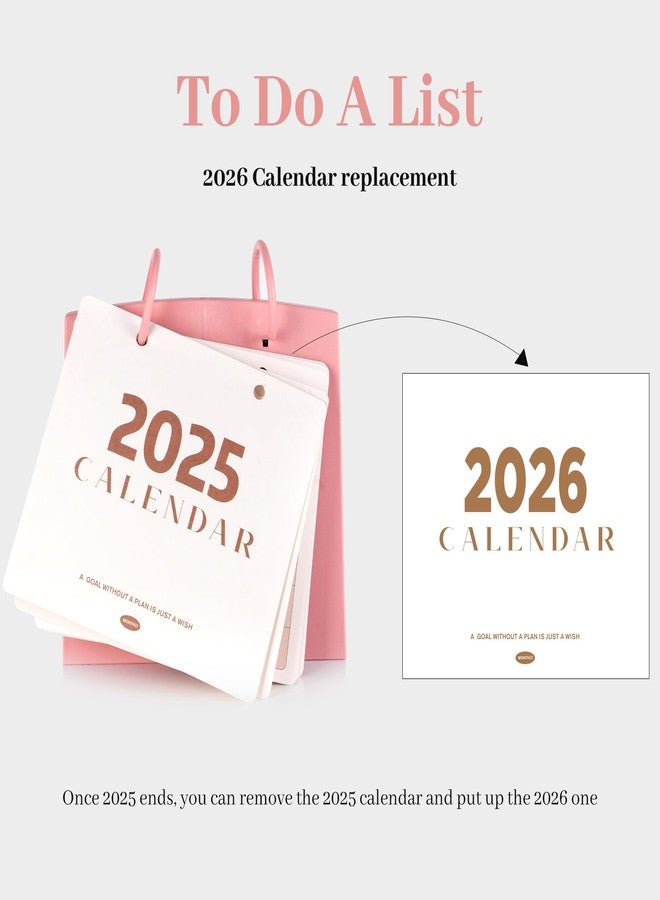 FLYING EAGLE Aesthetic Desk Calendar 2026 Jan 2026-Dec 2026-12 Month Standing Flip Calendar for women, Desk Calendar 2025-2026 with Month Plan for Women’s desk, Bedside table, Purity & hipster Style, Pink - Image 3