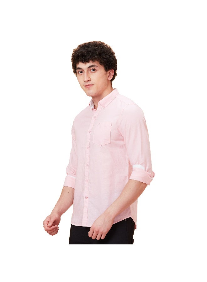Being Human Mens Light Pink Collared Long Sleeve Shirt - Image 4