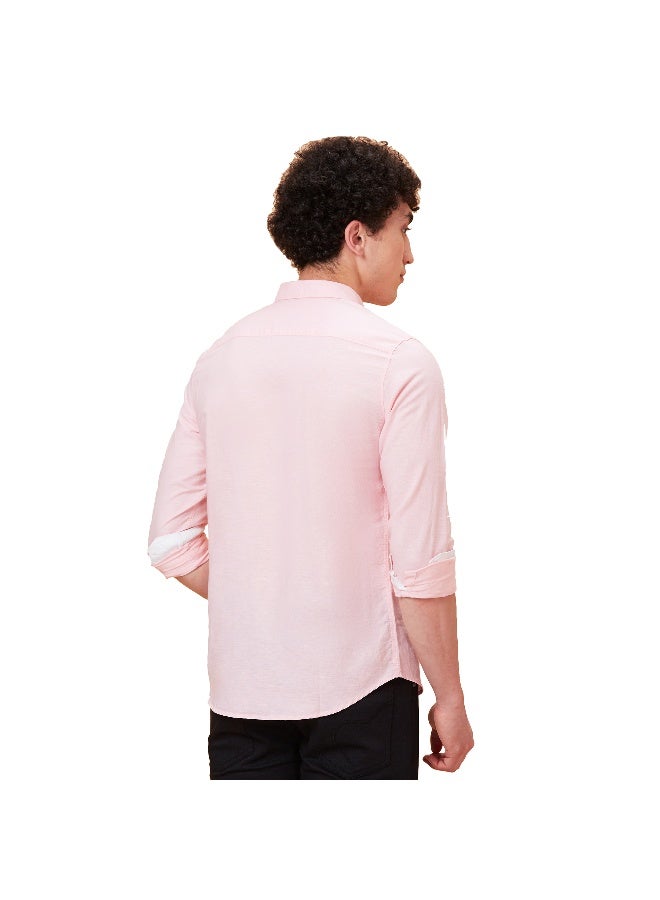 Being Human Mens Light Pink Collared Long Sleeve Shirt - Image 3