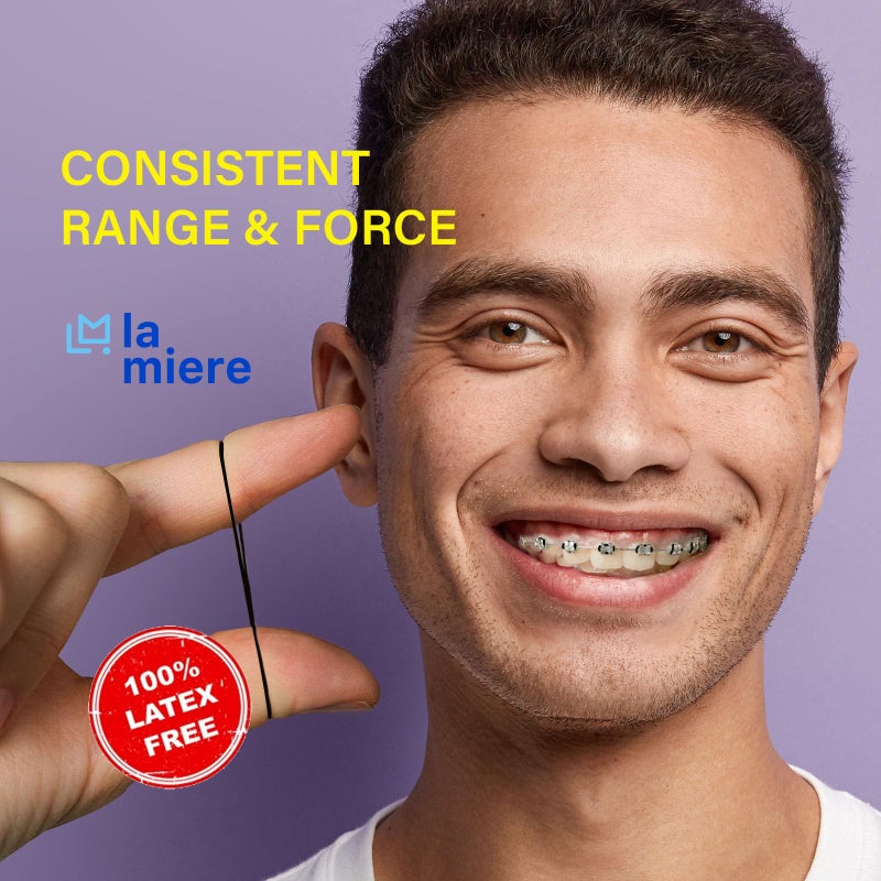 LA MIERE لا ميري غير لاتكس 100P مطاط أسود مرن تقويم الأسنان أربطة مطاطية داخل الفم أربطة مرنة سوداء (متوسطة، 5 أونصات، 1/4" (6.4 مم)) - Image 2