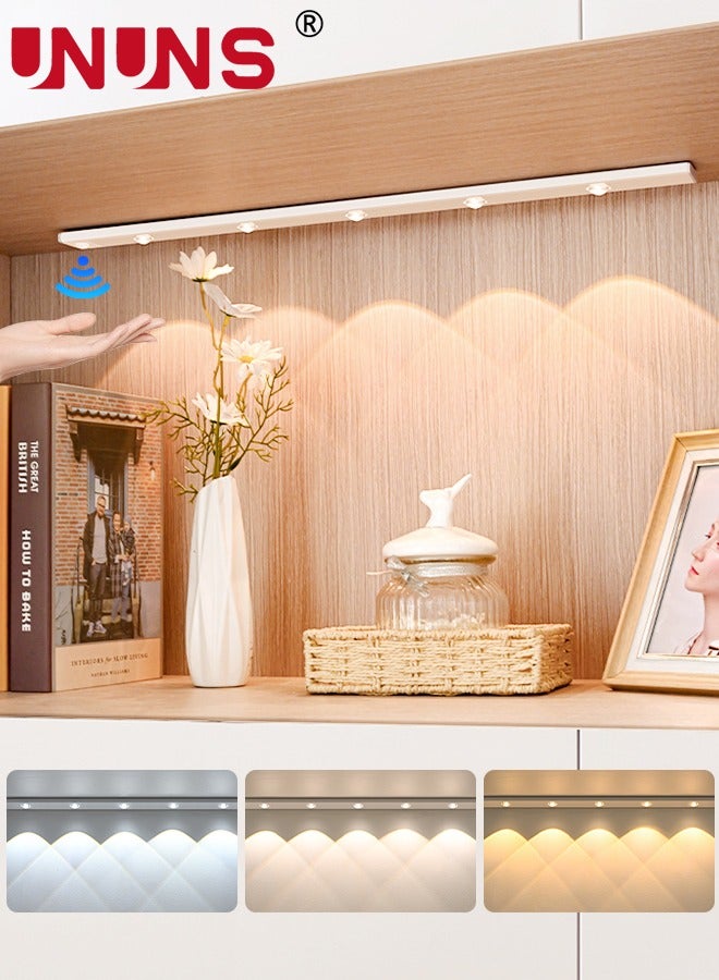 UNUNS LED Motion Sensor Cabinet Light,Upgraded Remote Control 3 Light Modes Stepless Dimming Under Closet Lights,Rechargeable Magnetic Lights For Kitchen Wardrobe Cupboard Corridors Office,60CM - Image 1