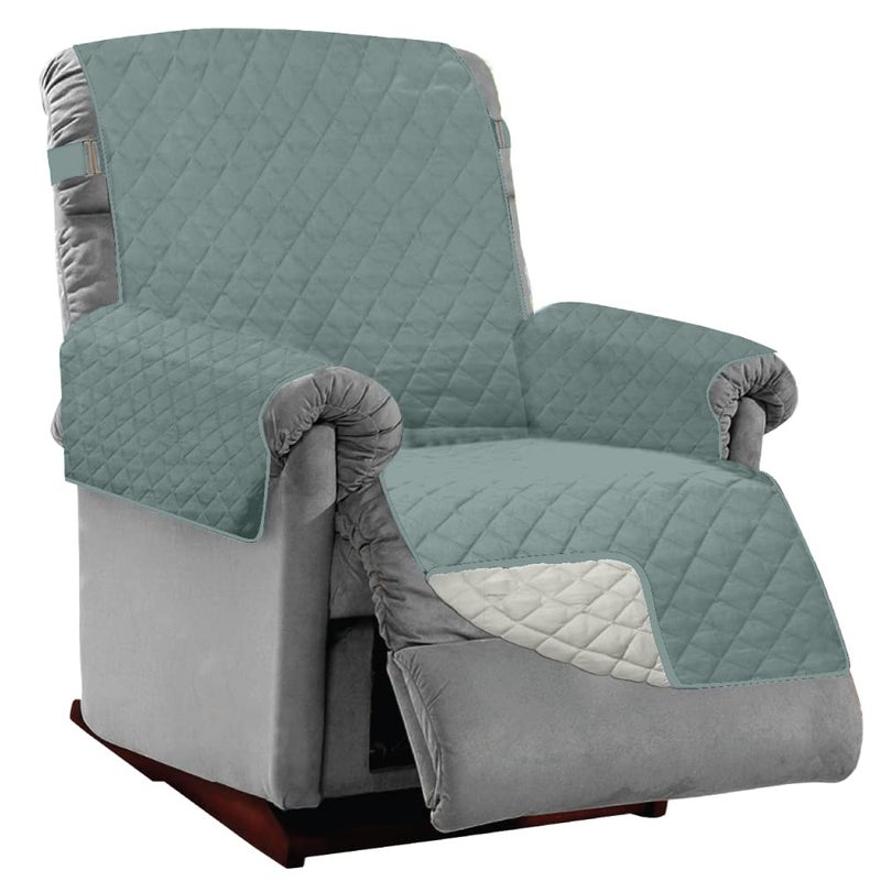 Sofa Shield Sofa Shield Recliner Slip Cover with Patented Strap  Cushion Protector  Reversible Stain and Dog Tear Resistant Slipcover  Quilted Microfiber 25  Seat  Washable Covers for Dogs Pets Kids Seafoam Cream - Image 1