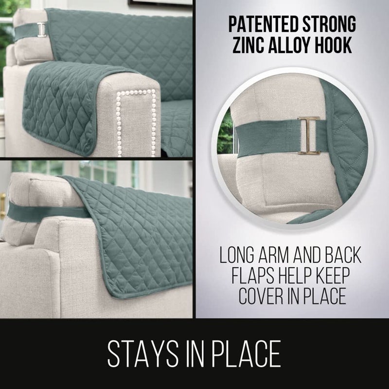 Sofa Shield Sofa Shield Recliner Slip Cover with Patented Strap  Cushion Protector  Reversible Stain and Dog Tear Resistant Slipcover  Quilted Microfiber 25  Seat  Washable Covers for Dogs Pets Kids Seafoam Cream - Image 4