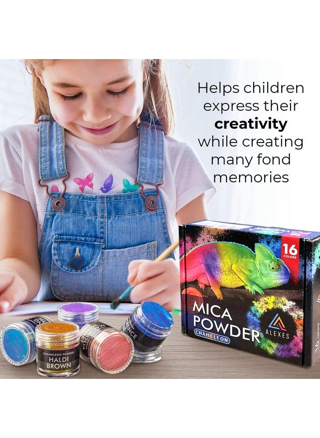 ALEXES - Chameleon Mica Powder Epoxy Resin Color Pigment Powder Color Shift Mica Powder 16 Colors Jars Set Holographic Mica Powder - Image 1