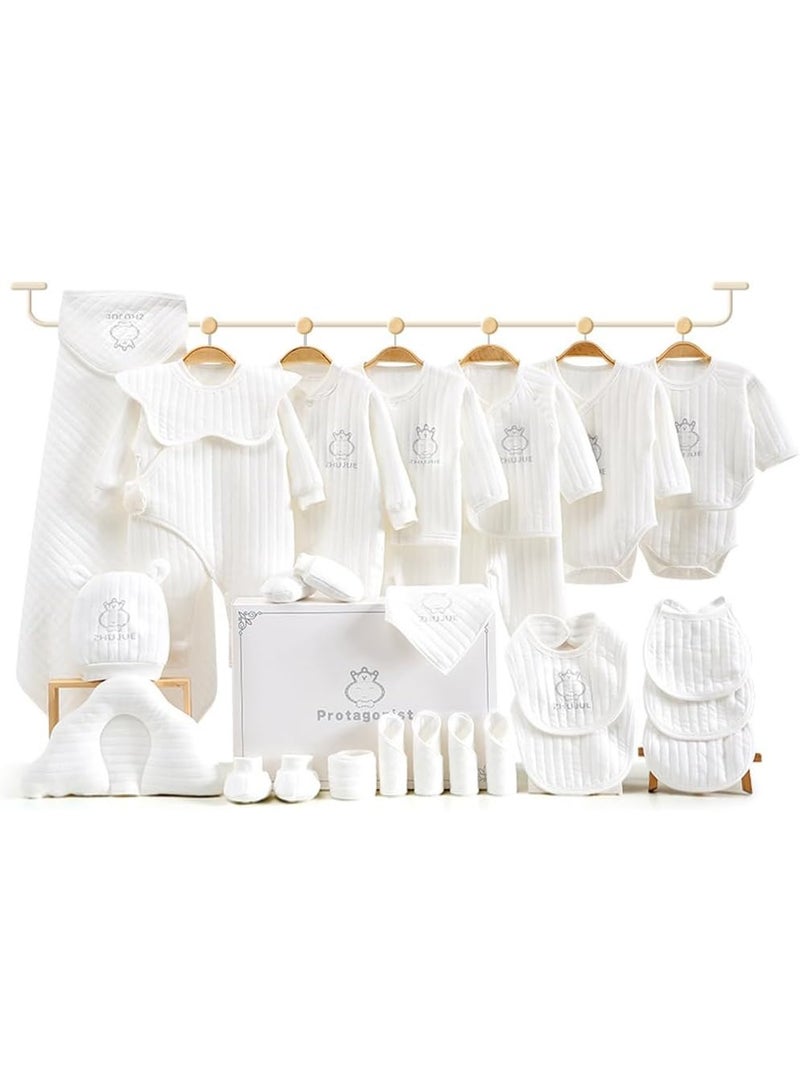 دوكو طقم هدايا حديثي الولادة 28 قطعة، طقم ملابس ولوازم أساسية للأطفال حديثي الولادة، طقم ملابس وإكسسوارات للأطفال للأولاد والبنات، قطن فاخر، مع صندوق هدايا رائع ومثالي لفصول الربيع والصيف والخريف والشتاء - Image 2