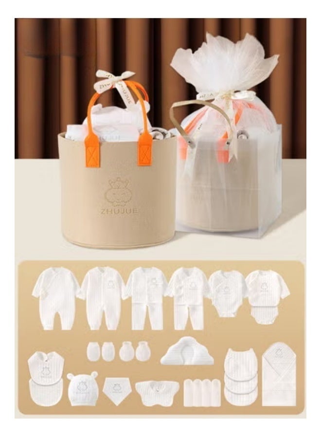 دوكو طقم هدايا حديثي الولادة 28 قطعة، طقم ملابس ولوازم أساسية للأطفال حديثي الولادة، طقم ملابس وإكسسوارات للأطفال للأولاد والبنات، قطن فاخر، مع صندوق هدايا رائع ومثالي لفصول الربيع والصيف والخريف والشتاء - Image 1