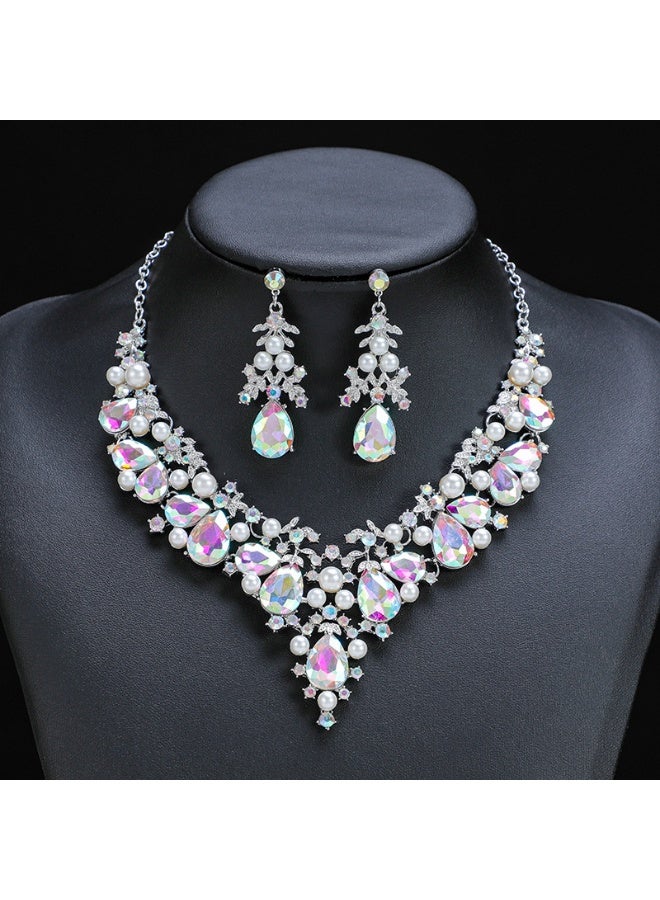 NIBEMINENT Fashionable Statement Pearl Necklace and Earring Set