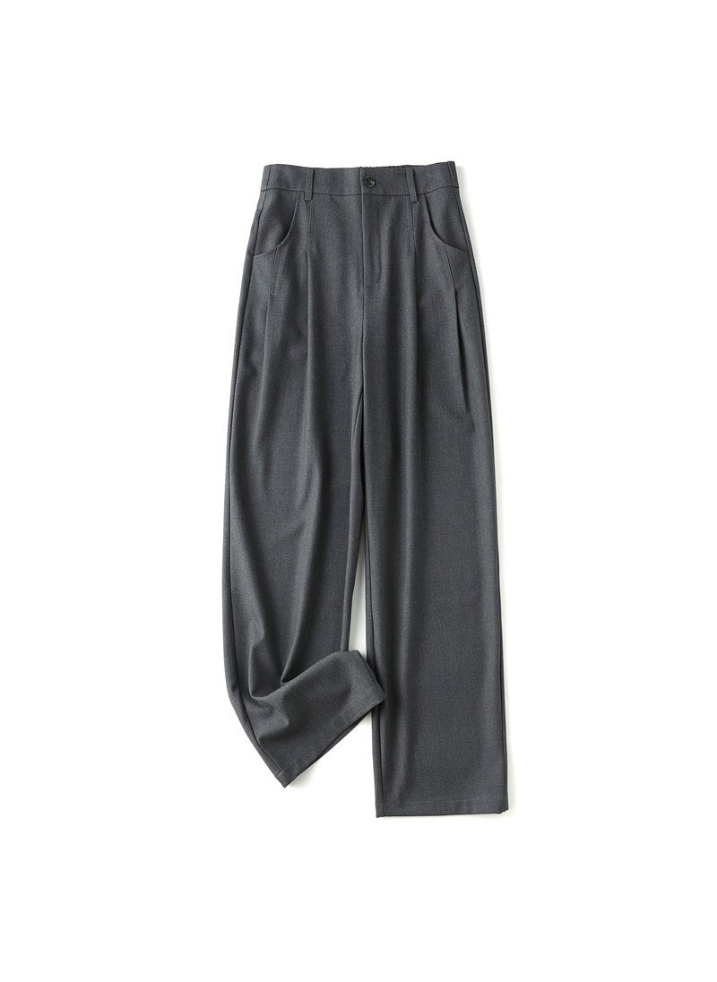 Generic - French Chic Tencel Wool Slim Palazzo Pants Women galaxy gray - Image 1