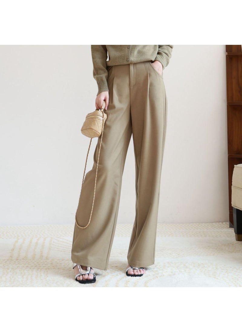 Generic - French Chic Tencel Wool Slim Palazzo Pants Women galaxy gray - Image 1